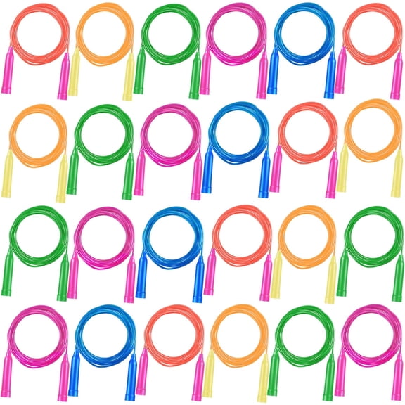 24 Pack Colorful Jump Ropes,7.3 Feet Jump Rope for Kids,Adjustable Outdoor Jump Ropes Skipping Rope,PVC Jumping Ropes Great Party Favor Sports Exercise Activities Gifts,Assorted Bright Colors