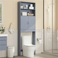 thumbnail image 3 of Topeakmart Over-the-Toilet Storage w/ Cabinet & 2 Open Shelves, Gray, 3 of 7
