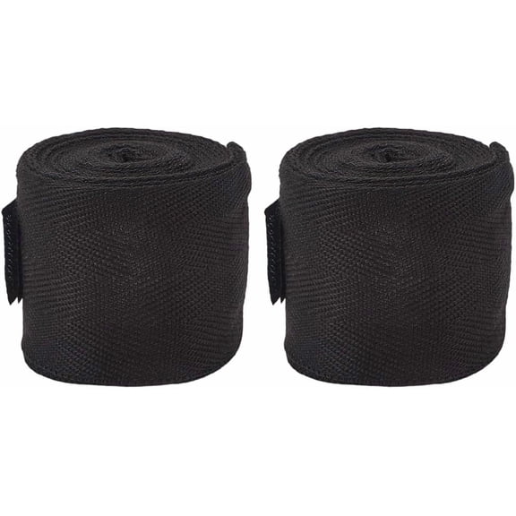 2pcs Boxing Hand Wraps Inner Gloves 120 Inch Thumb Loop Bandages Elasticated Padded Fist Under Mitts Protection Muay Thai MMA Kickboxing Martial Arts Punching Training for Men Women(Black) 2pcs