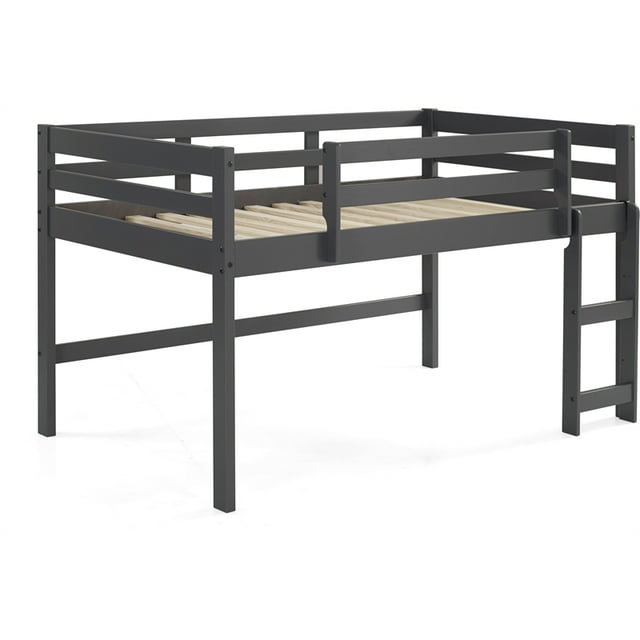 ACME Lara Lit Mezzanine en Bois avec Garde-Corps et Échelle Réversible Gris