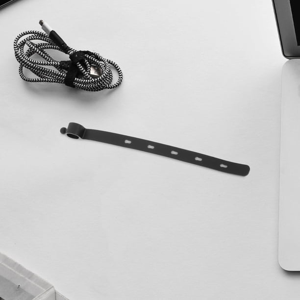 unbranded 10Ud Cintas De Silicona Magnéticas Para Cables Organizador Reutilizable Negro Para Oficina Y Hogar