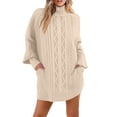 thumbnail image 4 of Pullover Sweaters for Women Oversized Crewneck Cable Knit Sweaters Fall Fashion Beige M, 4 of 6