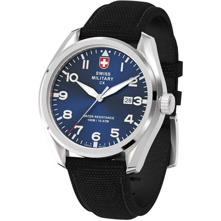 Swiss Military By Charmex Men's Pilot Silver Tone Fabric Band Watch