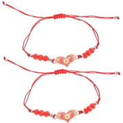 2 Pcs South American Heart Devil Eyes Bracelet Bead Woven Beaded Bracelets Jewelry Wrist Chain Men and Women Man