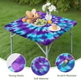 thumbnail image 4 of Purple Blue Tie Dye Spiral Pattern Square Fitted Tablecloth with Elastic Edge,Square Table Cover,Washable Elastic Table Cover for Home Kitchen Party Decor 34"x34", 4 of 6
