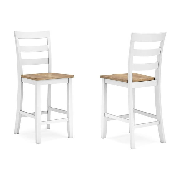 Signature Design by Ashley Gesthaven Solid Wood Frame Counter Height Barstool, Set of 2, White/Natural