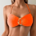 thumbnail image 3 of UTSJKR Women's Solid Cami Strap Bikini Set, Wire Free Triangle Split Bathing Suit, Sexy Slim Fit Holiday Beach Swimwear Orange XL, 3 of 4