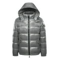 thumbnail image 2 of Valueadd Clothing Women's Warm Down Jackets Plain Winter Snow Down Jackets With Hood Zip Metal Shiny Wind Jacket Parka Grey, 2 of 8