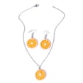 thumbnail image 1 of Ensemble Collier et Boucles d'Oreilles Pendentif Tranche de Citron Collier avec Boucles d'Oreilles Assorties Ensemble de Bijoux de Festival Carnaval Performance pour Femmes, 1 of 7
