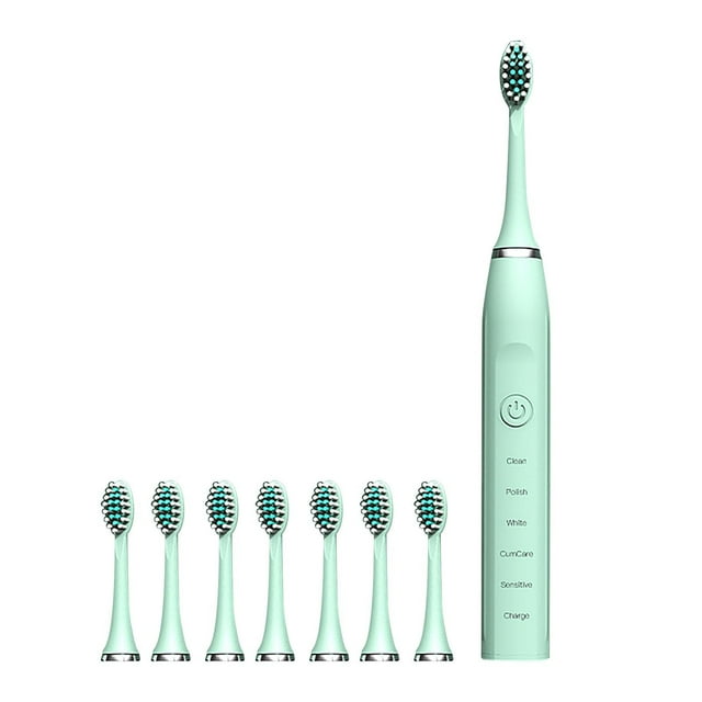 Cepillo de dientes eléctrico con 8 cabezales de repuesto | 6 modos de limpieza y 32000 vibraciones por minuto | Cepillo de dientes sónico recargable por USB para adultos y niños
