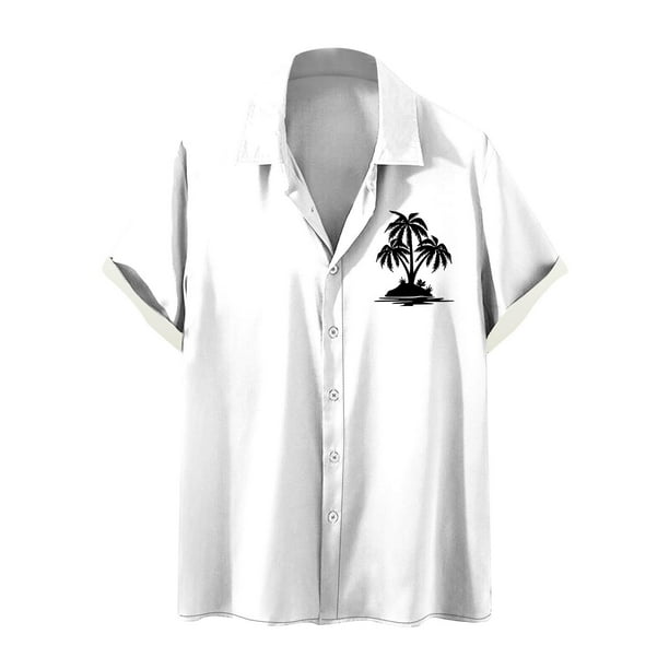 Camisas de Manga Larga para Hombres Blusa Cómoda de Cuello de Impresión, Camisa Casual de Poliéster para Uso Diario, de Fiesta Y de Primavera de Verano