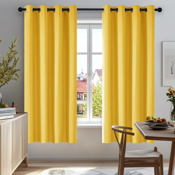 Cortinas opacas Deconovo para dormitorio, juego de 2, 132 cm de ancho x 137 cm de largo, con aislamiento térmico y reducción de ruido, cortinas sostenibles con ojales para oscurecer ventanas, ideal pa