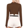 thumbnail image 4 of GFDYREE Women's Mock Turtle Neck Long Sleeve Tops Bodysuit, 4 of 6