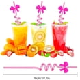 thumbnail image 2 of 10 Pcs Reusable Family Party Straws, Fun Pink Bow Silly Swirly Plastic Straws for Kids Birthday Party Decorations, Woodland Party Favors, 2 of 7