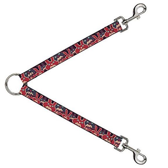 Buckle-Down DLS-W30114 Leash Splitter-Angry Bunnies Purple/Red/Blue, 1' W-30' L