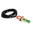 thumbnail image 3 of iJewelry2 Gold Tone Ancient Egyptian Afro-Flag Colored ANKH Cross with Eye of RA Motif Wooden Black Beads Necklace 30'', 3 of 5