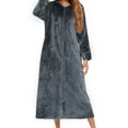 thumbnail image 2 of Flannel Long Sleeve Robe With Hood And Zipper Couples' Sleepwear For Autumn And Winter, 2 of 2
