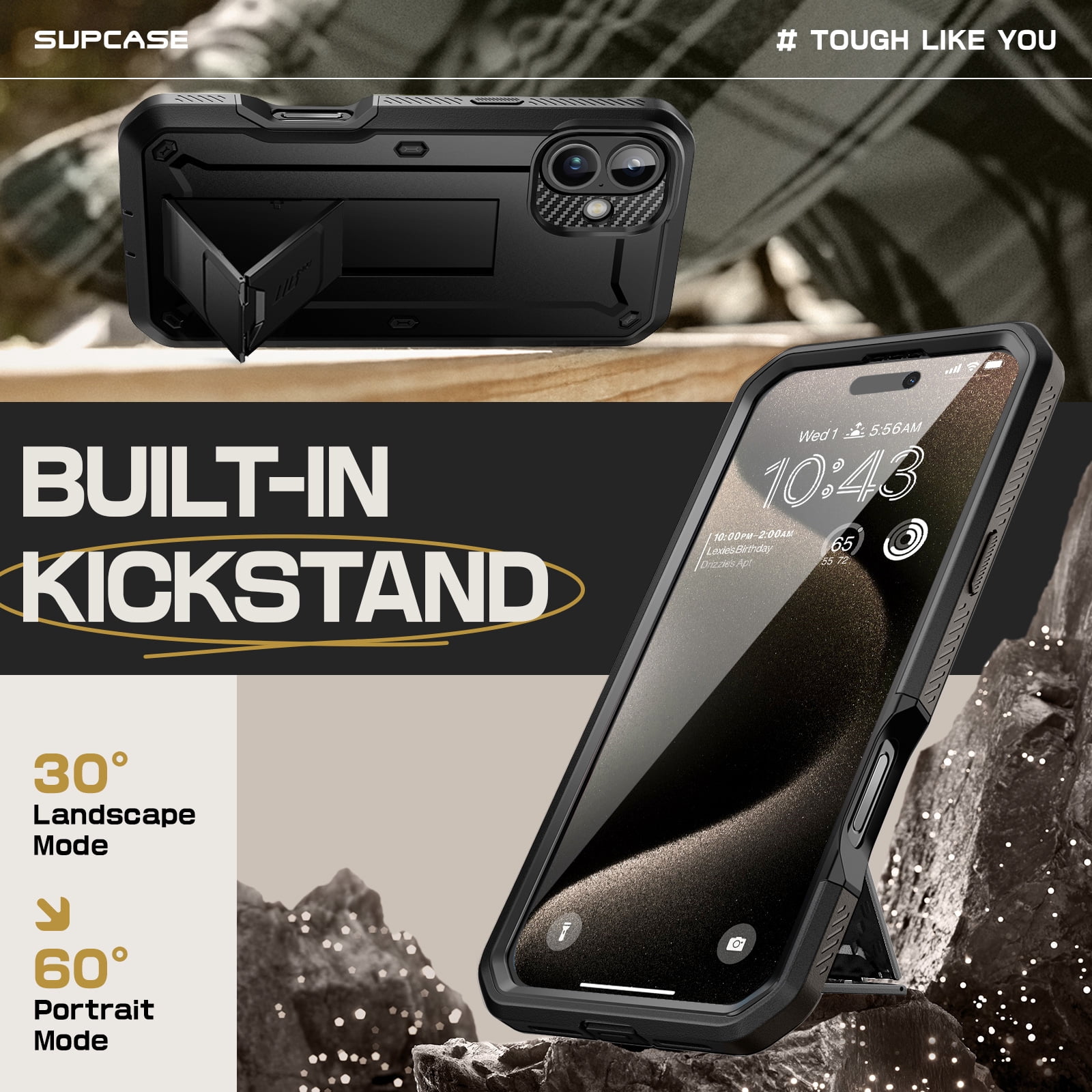 SUPCASE Unicorn Beetle Pro for 2024 Apple iPhone 16 (6.1") Case with Screen Protector,[Built-in Stand & Belt-Clip][Military-Grade Protection] Phone Case Shockproof Cover for iPhone 16, 6.1 inch, Black