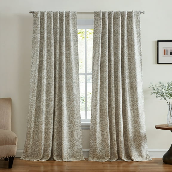 Elrene Giovanni Medallion Blackout Window Curtain Panel 52x95 - Natural