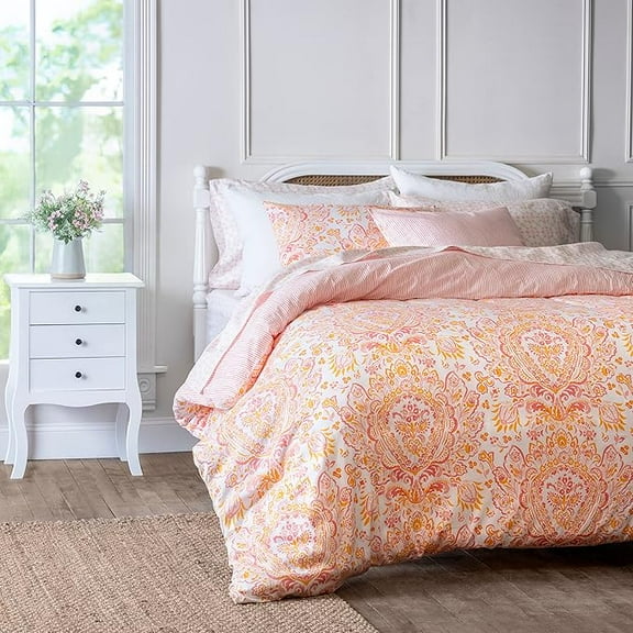 Martha Stewart Yasmin 100% Cotton 3pc Duvet Set-1 Duvet, 2 Pillow Shams
