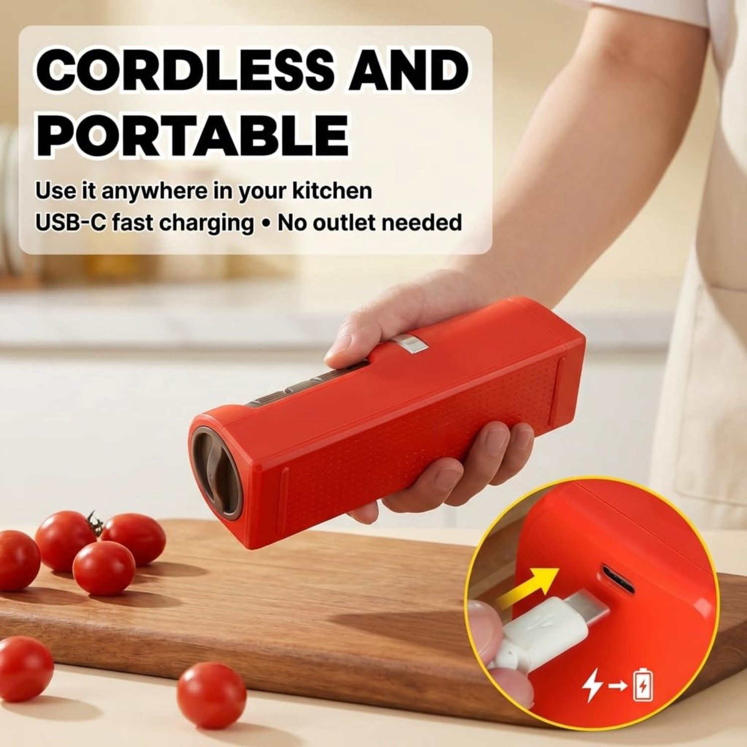 Electric Knife Sharpener for Kitchen Knives – Cordless Rechargeable Professional Sharpening Tool, Automatic Sharpener with Grinding Wheel & Strong Suction Base