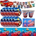 thumbnail image 2 of Decoraciones de cumpleaños de Disney Pixar Cars Vajilla Vasos de papel Platos Mantel Globos de Rayo Mcqueen Suministros de cumpleaños para niños, 2 of 5