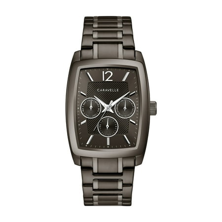 Caravelle Mens Bracelet - Caravelle Men's Barrel Chronograph Gunmetal Stainless Steel Bracelet Dress Watch