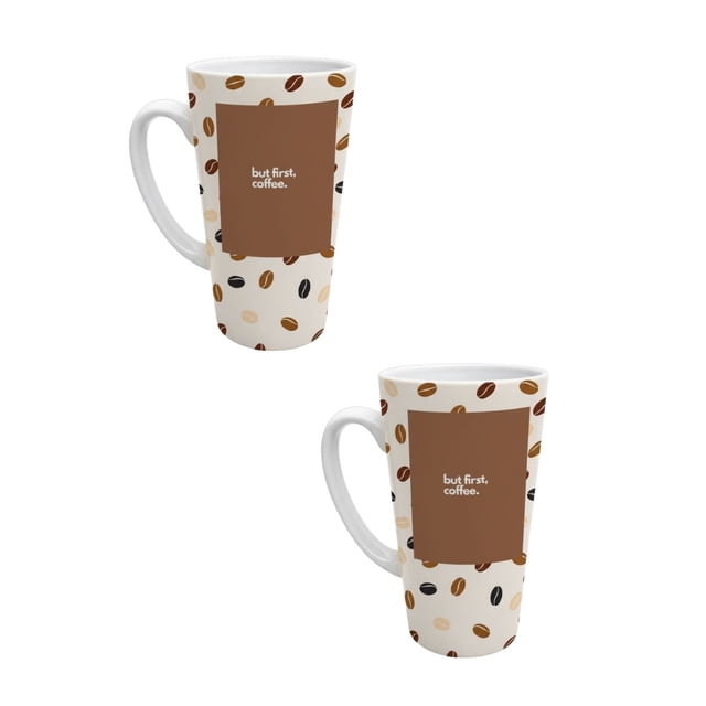 Duo de tazas de cerámica 502 ml diseño café decorativo