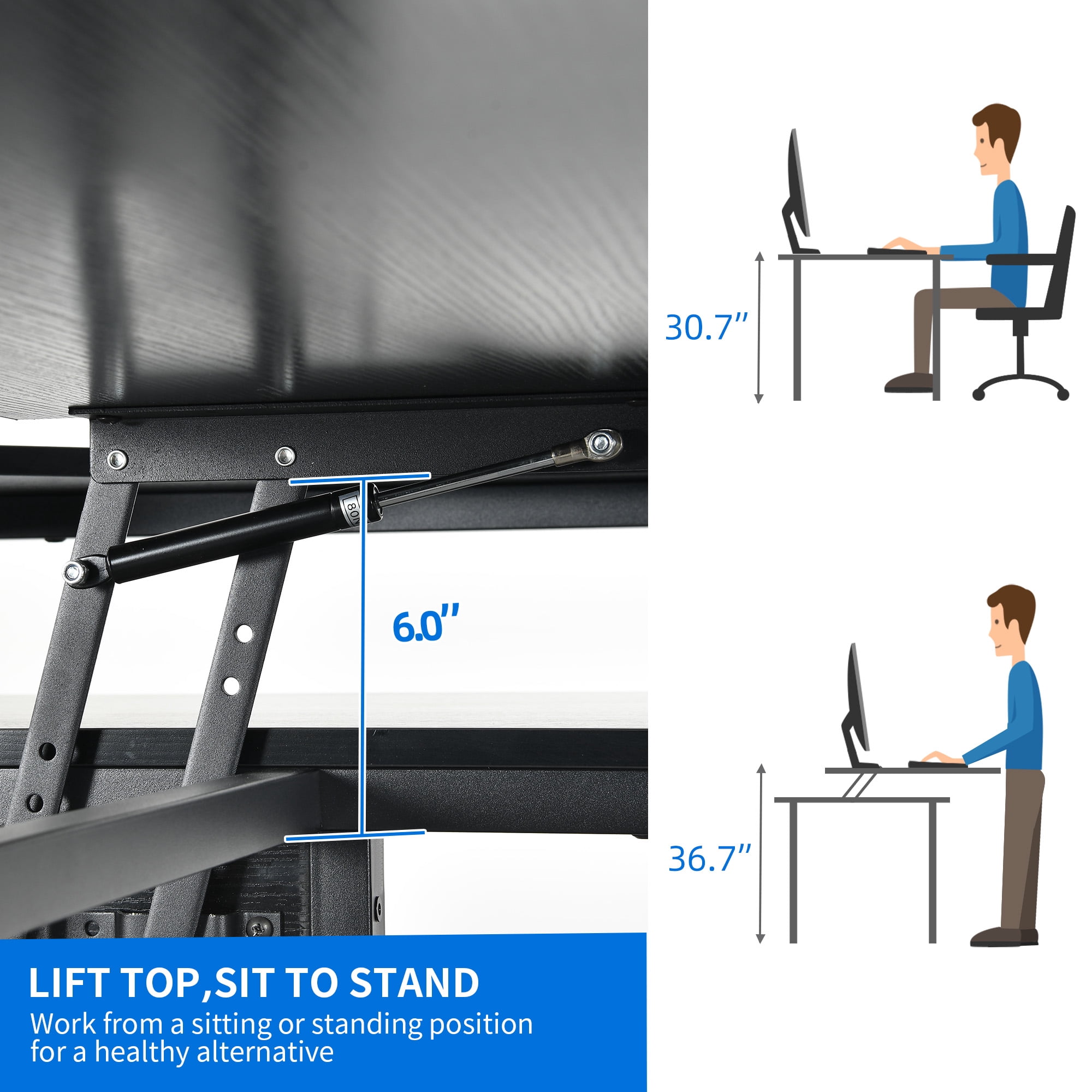 Uforic 65" L Shaped Desk with Lift Top & Monitor Stand, Computer Desk with File Drawer, Corner Desk Office Desk Executive Desk with Storage Shelves for Home Office, Black