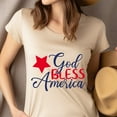 thumbnail image 4 of God Bless America T-Shirt, Patriotic Script Graphic Tee, Red White Blue Shirt, Sport Grey, Size M, 4 of 6