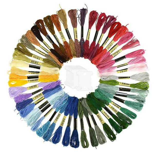 50 madejas de hilo de bordar, material de poliéster, diseño de 6 hilos, 8 m/longitud, con bobinas, para punto de cruz/artesanía/brazaletes, juego de colores arco iris