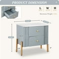 thumbnail image 2 of Noble House Modern Nightstand with 2 Drawers, Fluted Bedside Table with Gold Handles & Legs,Blue, 2 of 9