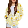 thumbnail image 2 of SELONE Girls Winter Hooded Jackets with Pockets Hooded Lightweight Zipper Floral Long Sleeve Cute Clothes Yellow 8 Years, 2 of 5
