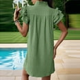 thumbnail image 5 of ZZwxWA Womens Summer Shift Dresses 2025 V Neck Ruffle Cap Short Sleeve Mini Dress Casual Flowy Pleated A Line Sundress, 5 of 5