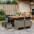 thumbnail image 1 of vidaXL 9 Piece Garden Dining Set with Cushions Grey Poly Rattan, 1 of 5