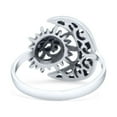 thumbnail image 3 of Filigree Crescent Moon And Sun With Oxidized Ring Band 925 Sterling Silver Size 6, 3 of 5