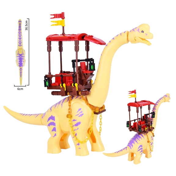 MOC Jurassic Dinosaur World Yellow Brachiosaurus Seat Set Brick Dinosaur Park Character Toy Children's Gift