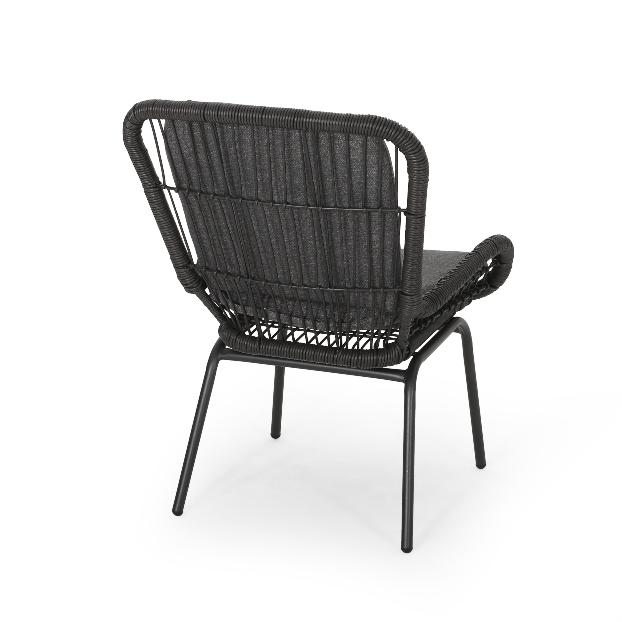 Annelise Outdoor Wicker Club Chair with Cushions, Set of 2, Gray and Dark Gray