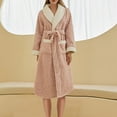 thumbnail image 1 of Batas para mujer, bata de baño lisa con vendaje, pijama largo, ropa de dormir con bolsillo en la cintura y cinturones., 1 of 4
