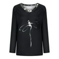 thumbnail image 4 of Camisas sueltas informales con estampado de manga larga para mujer, blusa con cuello en V, blusas tipo túnica, camisa de manga larga Pompotops gfhjh22603, 4 of 9