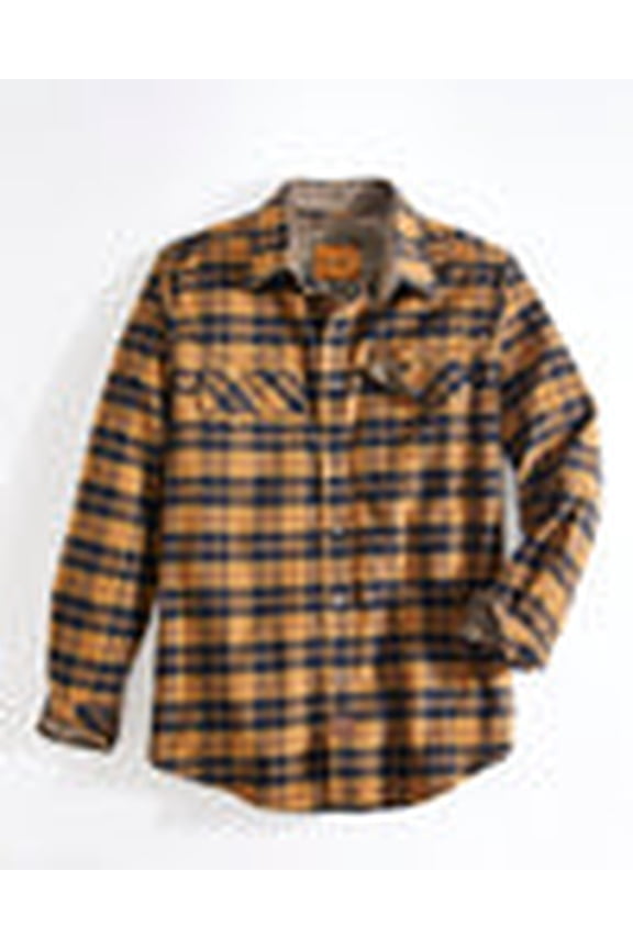 Men's Premium Stretch Flannel Shirt - Perfect Fall Casual Button Down (3XL, Plaid Wheat)