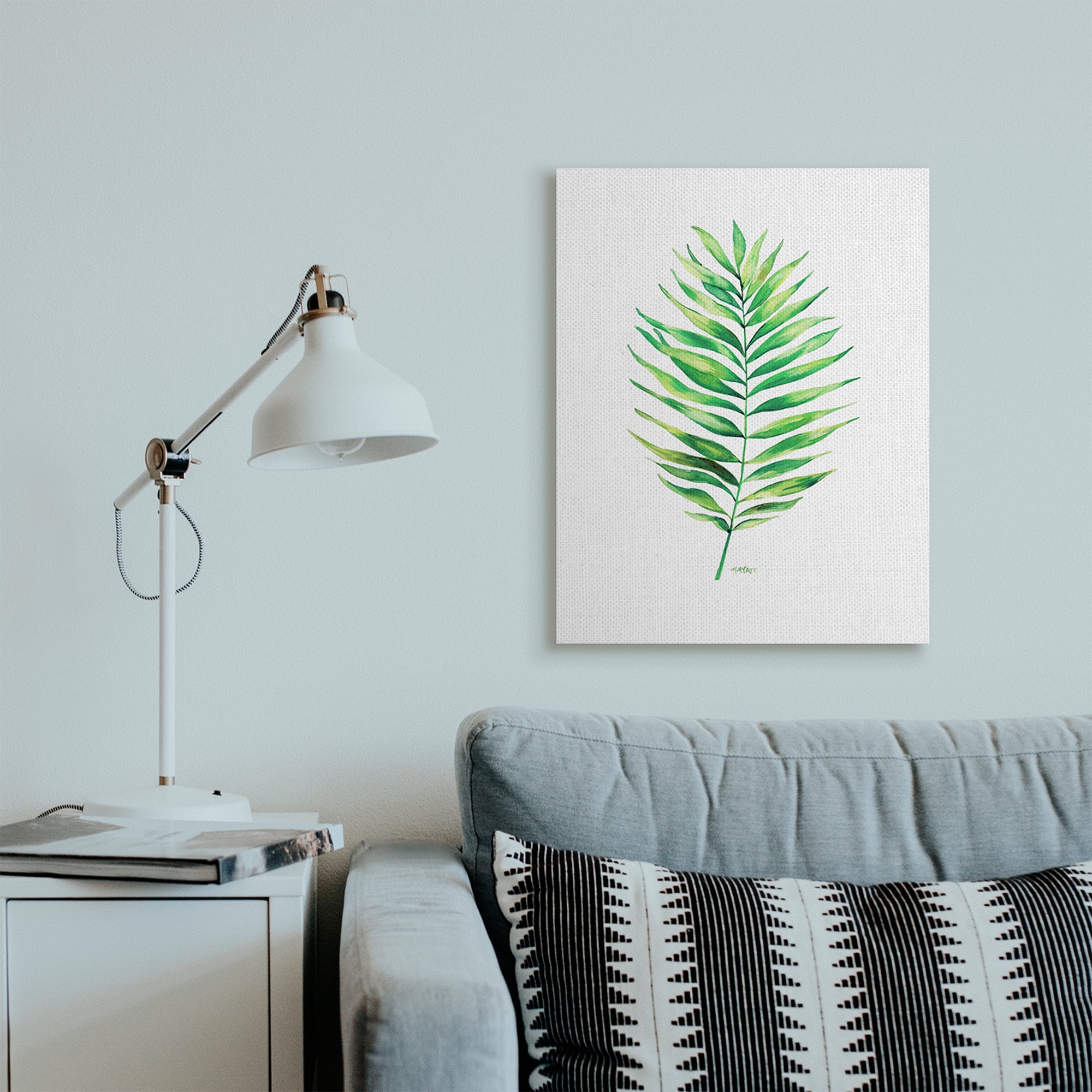 Stupell Industries Minimal Green Palm Tropical Plant over White Canvas Wall Art, 24 x 30, Design by Melissa Hyatt LLC