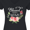 thumbnail image 4 of Inktastic Blessed to Be a Mimi with Pink Flowers Women's V-Neck T-Shirt, 4 of 5