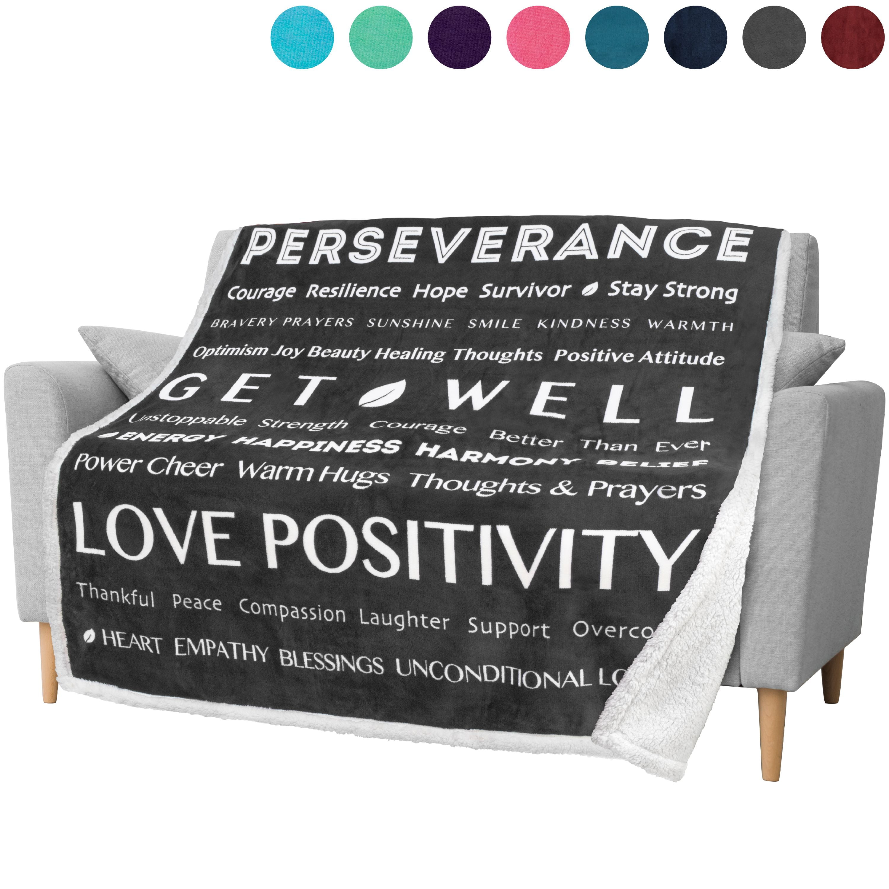 PAVILIA Healing Blanket Inspirational Gift for Cancer Positive Energy Get Well Soon Gift for