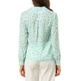 thumbnail image 4 of MODA NOVA Junior's Heart Polka Dots Button Notched Lapel V Neck Shirt  Light Green M, 4 of 6