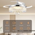 thumbnail image 5 of 42" Retractable Crystal Ceiling Fan with Light and Remote Control, 6-Speed Quiet DC Motor, Dimmable LED Fandelier for Bedroom and Living Room, Chrome Finish, 5 of 7