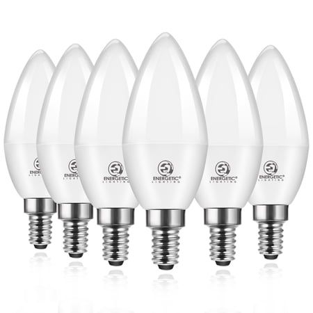 ENERGETIC B11 LED Candelabra Light Bulb, 5.5W(60 Watt Equivalent), Warm White 3000K, B11 Candle Bulbs for Ceiling Fan,E12 Base, 600 LM, Non-Dimmable, 6 packs