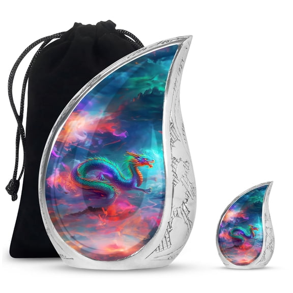 SUBSH Dragon Cremation Keepsakes - Cremation Urns For Burial - Funeral Urns For Adult Ashes Women - Urn For Mom - Combo 1 Large & 1 Small - Urns Human Ashes Adult - Mini Keepsake Urns