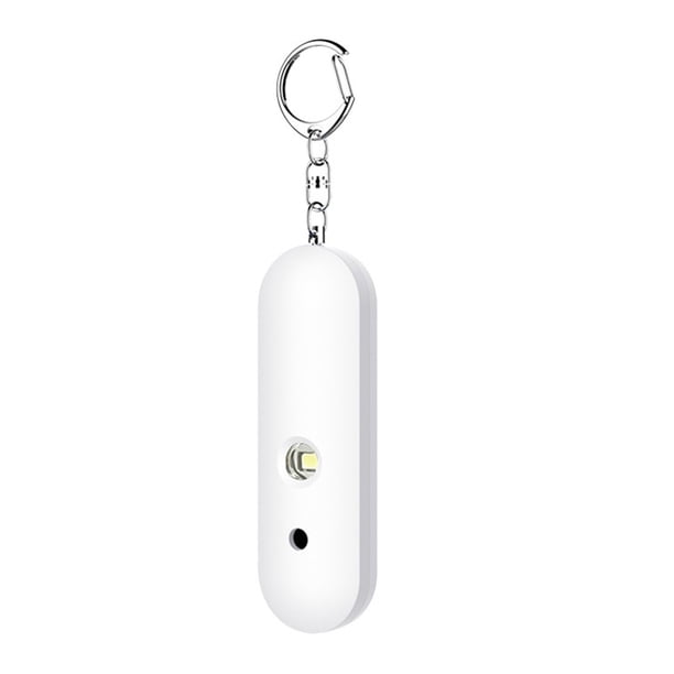 Toystoory Llavero Alarma de seguridad Chica Correr Jogging Senderismo Supervivencia 130dB Sirena personal Linterna interior con hebilla Dispositivo de Electrodomésticos Blanco Toystoory HA011527-03B