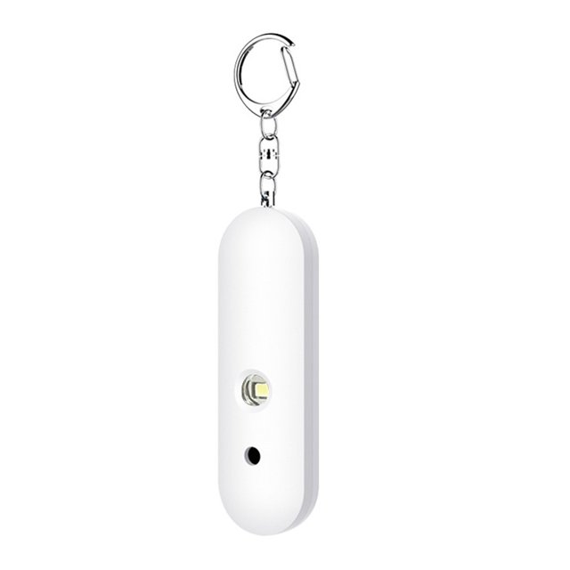 Yuarrent Llavero Alarma de seguridad Chica Correr Jogging Senderismo Supervivencia 130dB Sirena personal Linterna interior con hebilla Dispositivo de Electrodomésticos Blanco Yuarrent HA011527-03B